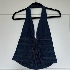 NWOT Reformation Kyleigh Denim Halter Top